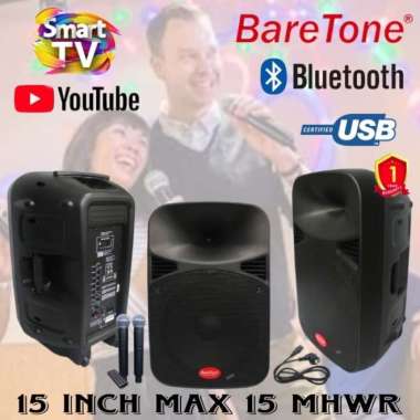 Speaker Portable Karaoke Baretone 15 Inch Max 15 Mhwr 2 Mic Wireless