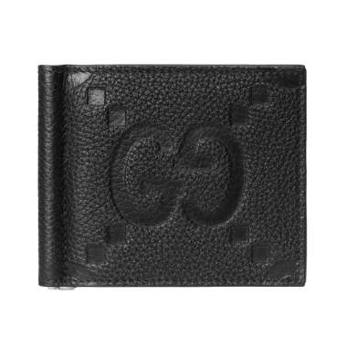 [12.12 Dealcember] Gucci Jumbo GG Money Clip Bi-fold Wallet Black Black