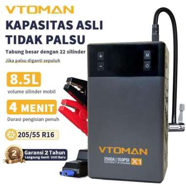 Vtoman X1 Jump Starter Aki Mobil Motor PowerBank 12000mah Portable Car jumper aki powerbank cas aki 