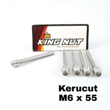 Baut M 6 x 55 Drat 10 x 55 Kerucut Kunci L Probolt Thailand Stainless King Nut Silver