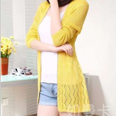 Jaket Kardigan Sweater Wanita Lengan Panjang Cardigan Rajutan 1118-177 Putih