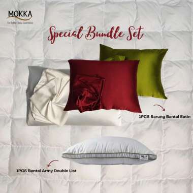Bundling Bantal Down Fiber + Sarung Bantal Satin Coffee
