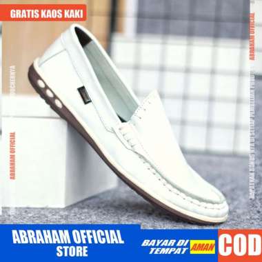 BOSSINDO x MITH Sepatu Slip on Casual Kulit Asli Slop Formal Anti Slip Pria Cowok MYTH PUTIH 39