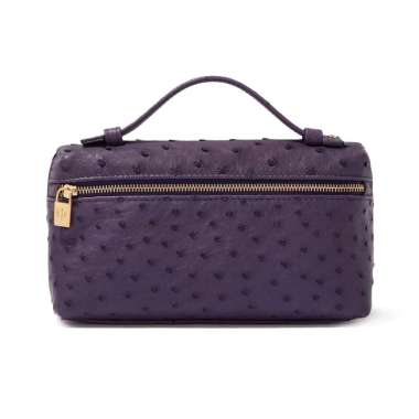 Loro Piana L19 Pouch Ostrich Leather Purple Ghw Purple