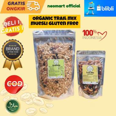 Kombo Hemat! Granola 500gr+ Trail Mix 250gr Sereal Sarapan Sehat. Oat, kismis, almond, Paket Sarapan