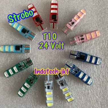 Lampu Senja T10 Truk Bis 6 Led Nyala Kedip 24 VOLT Biru Voltase 12v mobil motor
