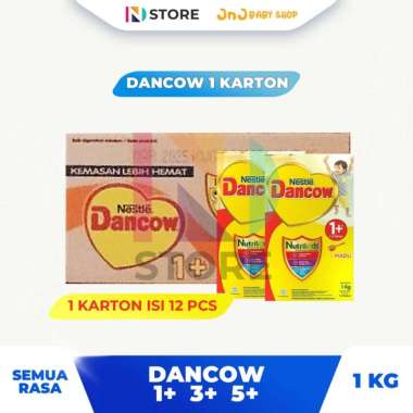 DANCOW 1+/3+/5+ 1KG 1 KARTON ISI 12 PCS VANILA/MADU 1+ Vanila 1 Karton