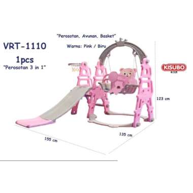 Prosotan Anak Playground 3in1 - Serodotan Anak Ayunan Basket - KISUBO VRT1110 Bear Pink