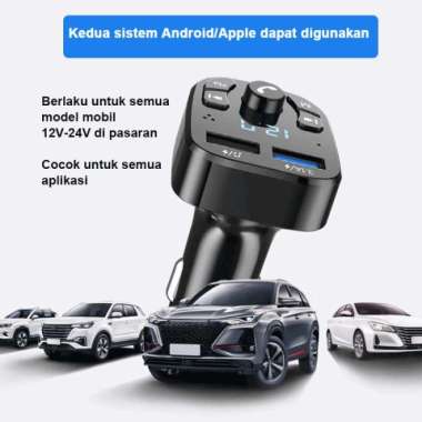 ZACRO Transmitter FM Bluetooth Mobil & Charger Dual Port USB 3.1 Amper