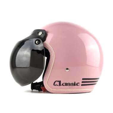 Helm Retro Bogo Wanita Cewek Perempuan Hijab Dewasa SNI Kaca Cembung Biru Pastel