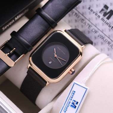 ( SEVEN MINUTE ) jam tangan wanita original SEVEN MINUTE M702 tanggal rantai pasir BLACKROSE + STRAP