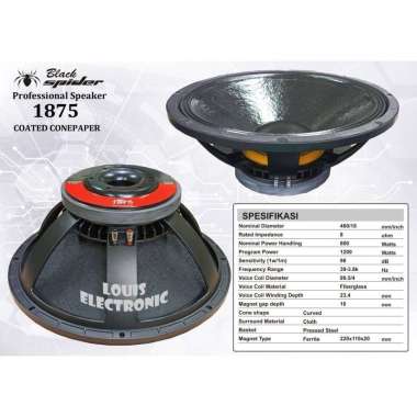 Speaker Komponen 18 Inch Black Spider 1875 Coil 4 Inch