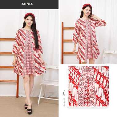 Evercloth Agnia Dress Wanita Batik Couple Modern Dress Batik Modern XL