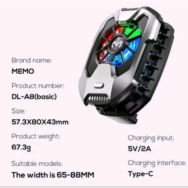 Memo dla8 kipas pendingin hp gaming fan cooler radiator 2 gear speed