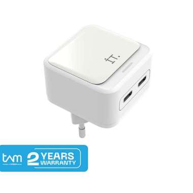 IT Plug IT 40 Watt Wall Charger - 2 port USB-C - Mendukung Pengisian PD, PPS, dan QC 4.0 - New Origi