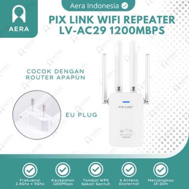 Pix Link 1200MBPS 2.4G + 5G LV-AC29 | Wiffi Repeater 5G | Repeater Wiffi