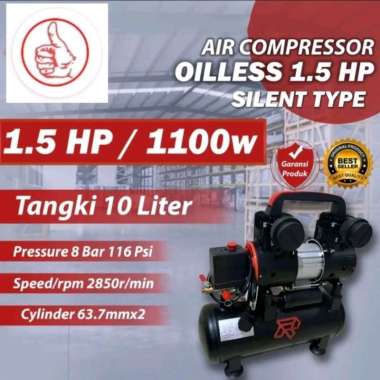 Kompresor Angin Oilless 1 HP 10 Liter kompresor Angin Silent 1hp