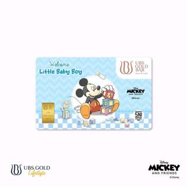UBS Gold Logam Mulia Disney Mickey New Born Baby Boy Gift Emas Asli
