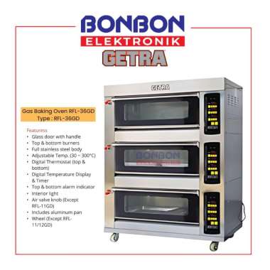 GETRA Gas Baking Oven RFL 36GD - 3 Deck 6 Loyang Oven Kue Roti Bakery