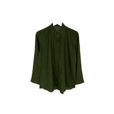 KEMEJA WANITA POLOS KERAH SHANGHAI LENGAN PANJANG WANITA KATUN RAYON LONG SHIRT ORGANIK - Shanghai A