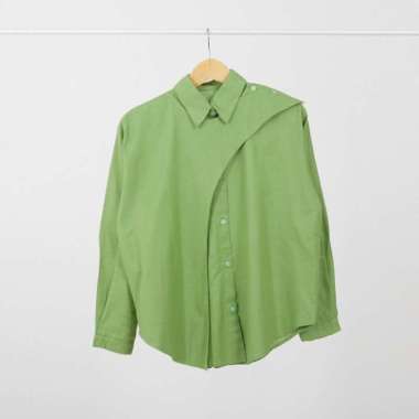 Hawa Shirt Polo Linen Oversize- Kemeja Wanita Lengan Panjang - Maroon Mint