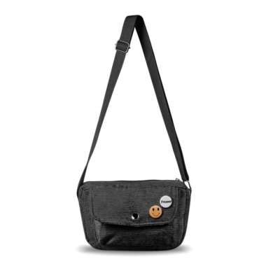Tas Selempang Corduroy Moana Tas Slingbag Wanita Pushop - Hitam Hitam