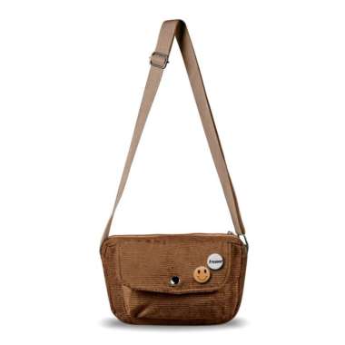 Tas Selempang Corduroy Moana Tas Slingbag Wanita Pushop - Hitam Coklat