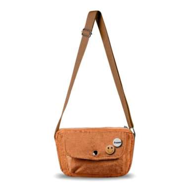 Tas Selempang Corduroy Moana Tas Slingbag Wanita Pushop - Hitam Caramel