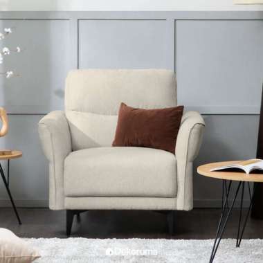 Dekoruma SHUJI Sofa Minimalis 1 Dudukan Kain / Sofa Single Seater - Krem