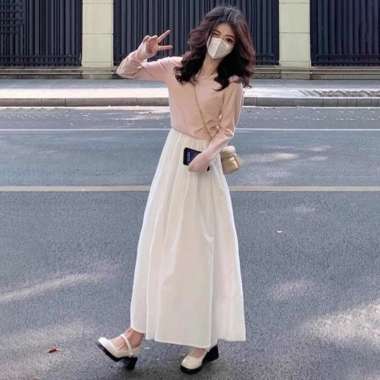 Rok Lipit Pelindung Matahari Tencel - Rok Panjang Wanita Pinggang Karet - Rok Gaya Korea Pinggang Ti