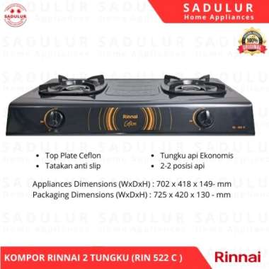 RINNAI Kompor Gas RI 522C - Kompor Gas 2 Tungku Rinnai RI 522 C