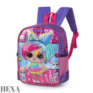 Tas Premium Anak Perempuan Cewek LOL Surprise Ungu Sekolah PAUD TK SD
