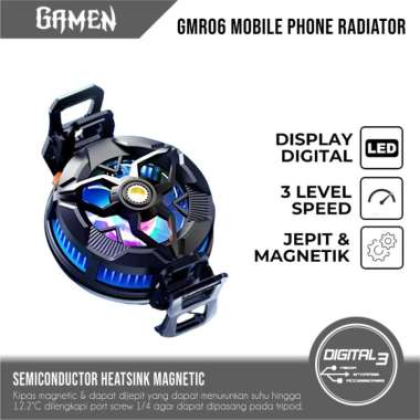 Gamen GMR06 Mobile Phone Radiator LED Indicator Kipas HP Cooler Magnetic Jepit Universal