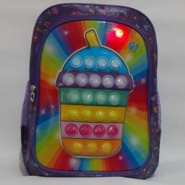 TAS RANSEL SEKOLAH ANAK TK PEREMPUAN Gambar Boba (Pop It) - Merah Muda Ungu