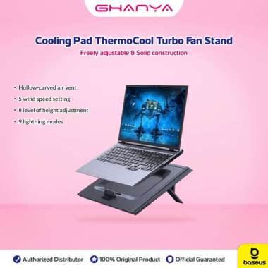 Baseus Cooling Pad ThermoCool Turbo Fan Stand Kipas Pendingin Meja Alas Laptop Gaming Dudukan Cooler