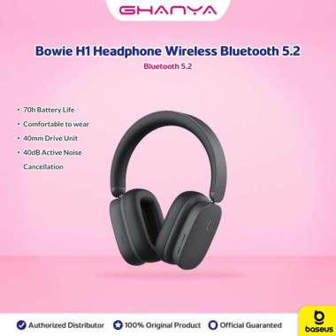 Baseus Headphone Bowie H1 Headphone Wireless Bluetooth 5.2 ANC Active Noise Cancelling Head Phone WH