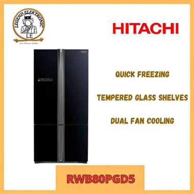 Hitachi Rwb80Pgd5 Kulkas Multidoor Inverter / Rwb80Pgd5 / Rwb80Pgd5Gbk Multicolor