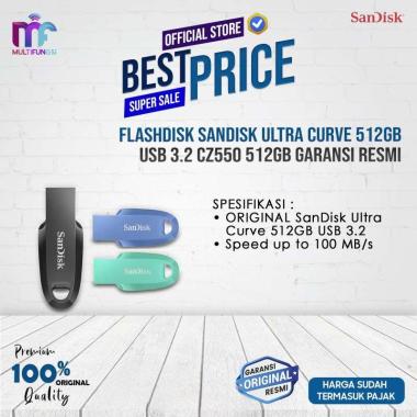 Flashdisk Sandisk Ultra Curve 512GB USB 3.2 CZ550 512GB Garansi Resmi Black