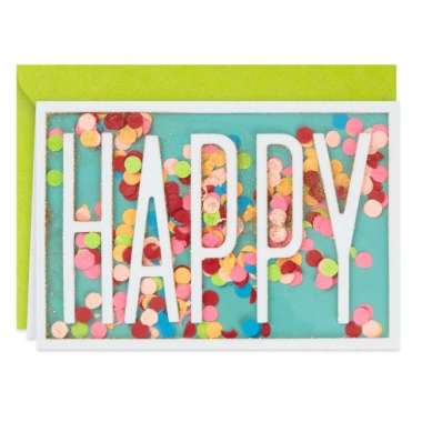 GREETING CARD-HALLMARK-SIGNATURE-HAPPY-BIRTHDAY CARD- GLITTER-CONFETTI