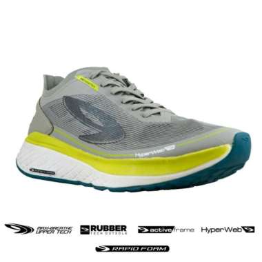 910 Nineten Sepatu Road Running Pria - Kenzo run Abu/Kuning/Putih 43