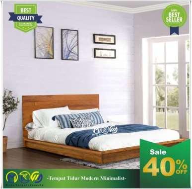 Tempat tidur, ranjang, divan, dipan lesehan minimalis kayu jati 140x200