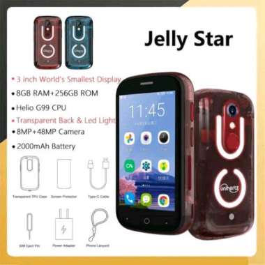 Unihertz Jelly Star 8GB+256GB 2000mAh Layar 3 inch Android 13 LTE NFC Red