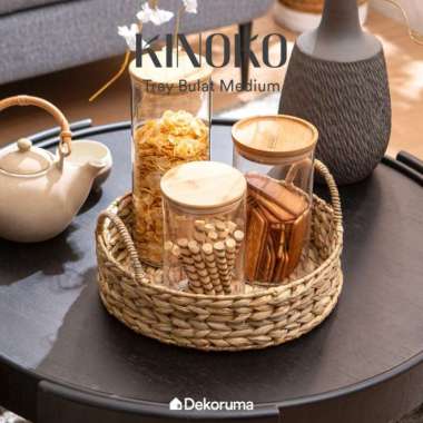 Dekoruma KINOKO Tray / Nampan Bulat Anyaman Enceng Diameter 30 x 8 cm