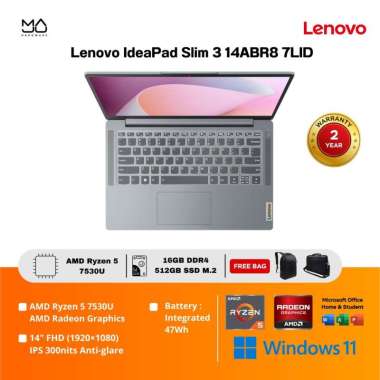 Laptop LENOVO Ideapad Slim 3 14ABR8 AMD Ryzen 5-7530U 16GB 512GB - Arctic Grey