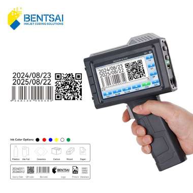 Bentsai BT-HH6205BL Handheld inkjet Coding Printer 12,7mm/ 0,5 inch, Mesin Printer Portable Logo, Ba