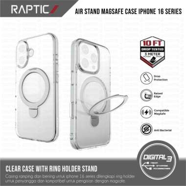 X-Doria Raptic Air Stand Magsafe Clear Case for IPHONE 16 / 16 PRO / 16 PLUS / 16 PRO MAX Casing Ben