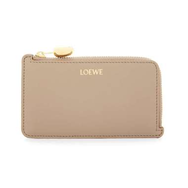 [12.12 Dealcember] Loewe Pebble Coin Card Holder In Shiny Nappa Calfskin Sand Nude