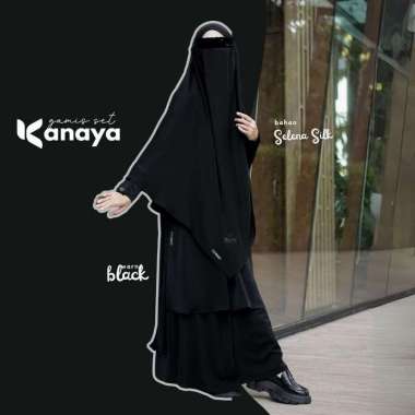 Kanaya Tunik Set Kulot By Shazfa| Tunik Set Kulot| Tunik Syar'i Wudhu Friendly M Black