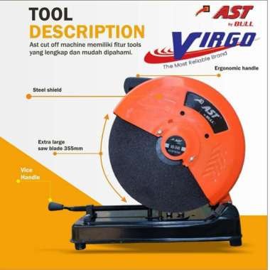 AS240 CUT OFF MACHINE MESIN GERINDA DUDUK POTONG BESI 14" INCH 14 " INCHI AST AS-240 AS 240
