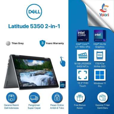 Dell Latitude 5350 2-in-1 Laptop 13.3" Touchscreen, Intel Ultra 7, 16GB RAM, 1TB SSD, Gray